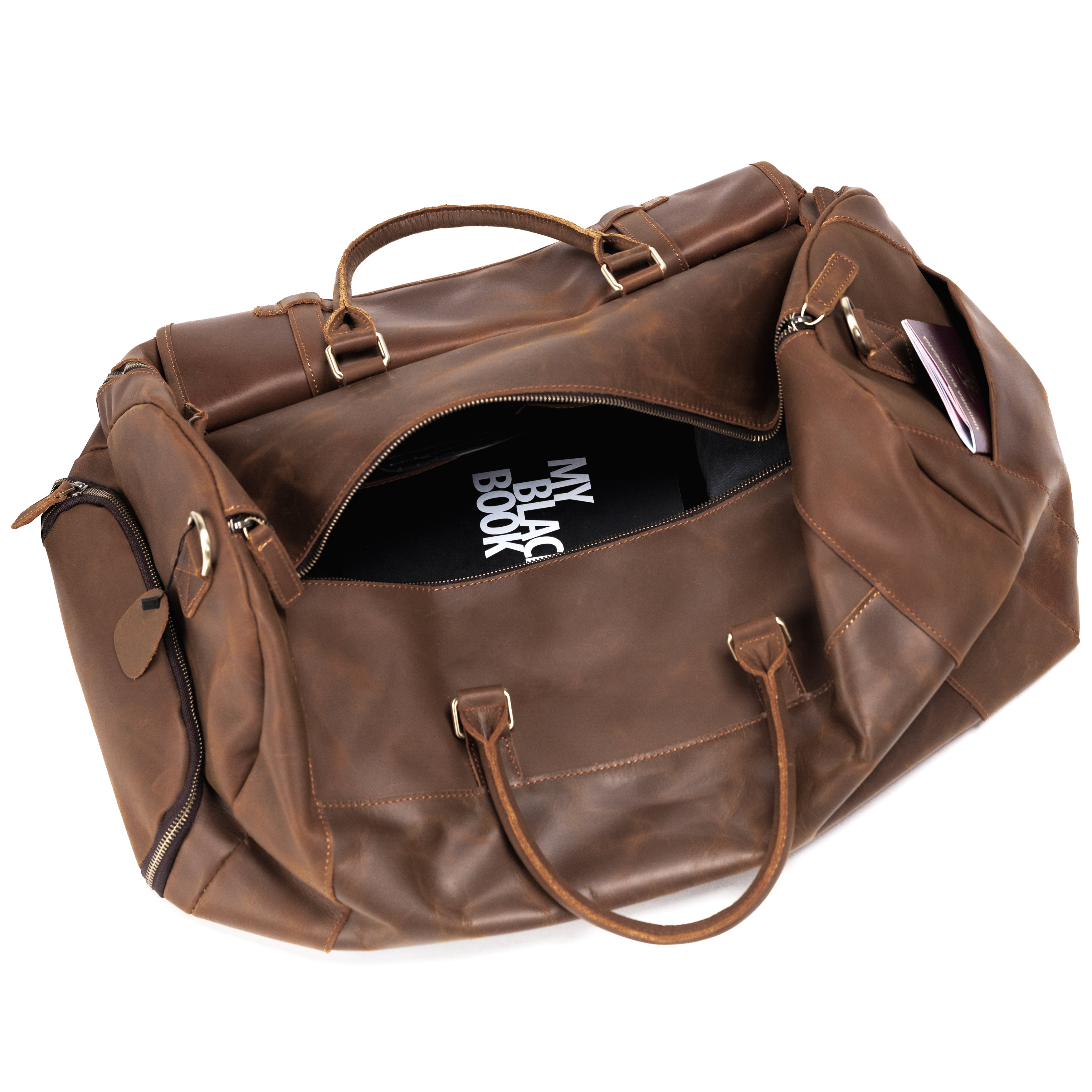 Geanta voiaj unisex piele naturala maro inchis Anfield
