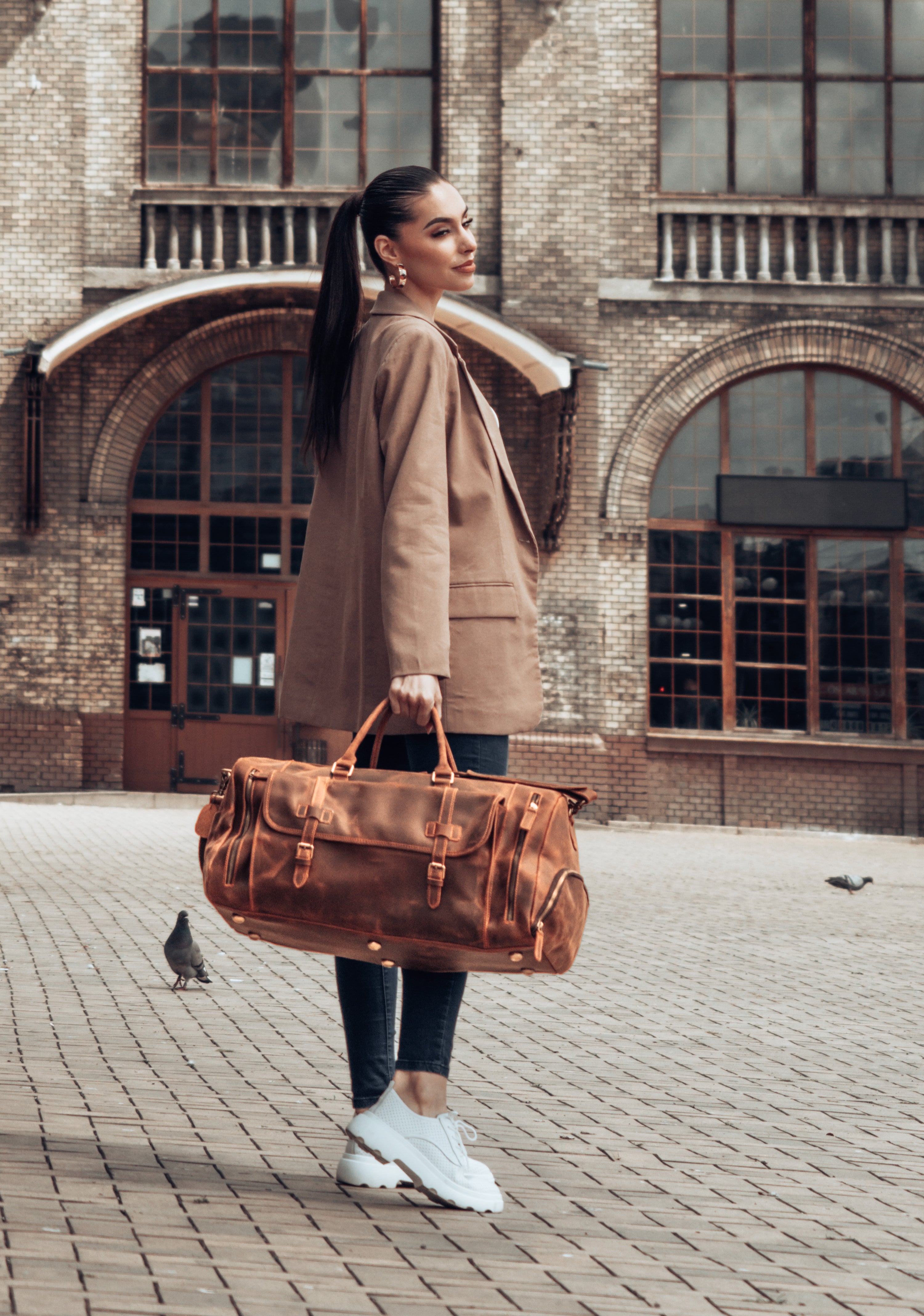 Geanta voiaj unisex piele naturala maro Anfield