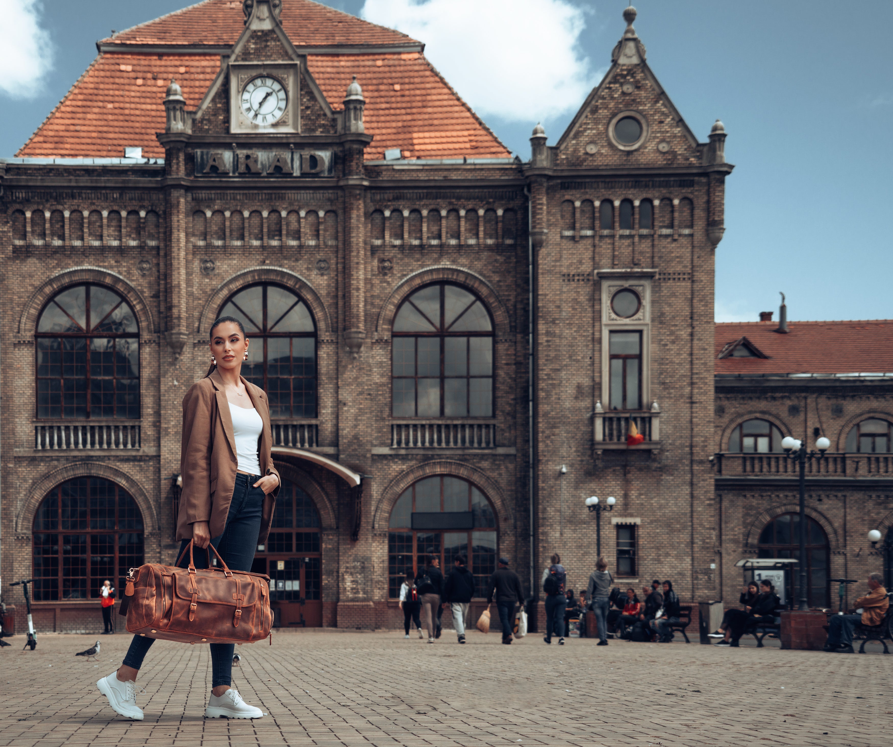 Geanta voiaj unisex piele naturala maro Anfield