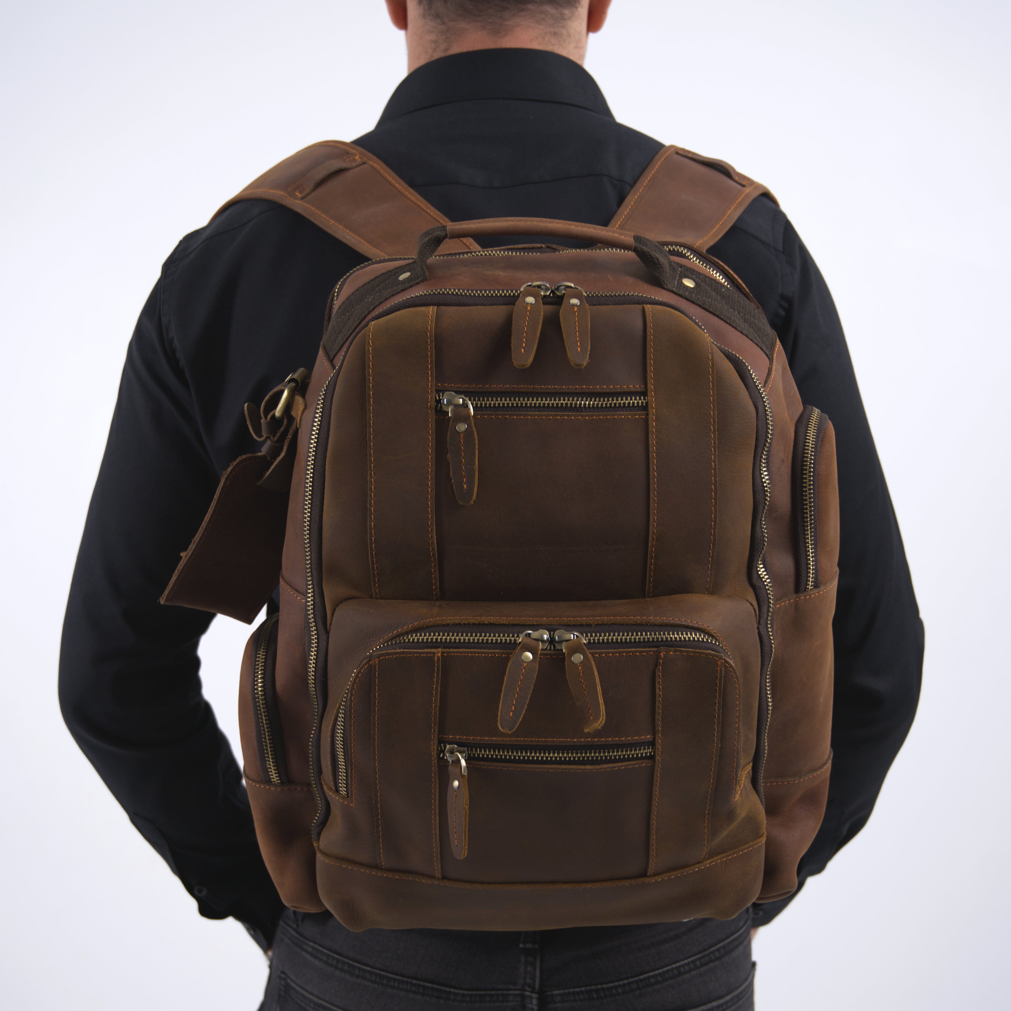 Rucsac barbati piele naturala maro inchis Asher