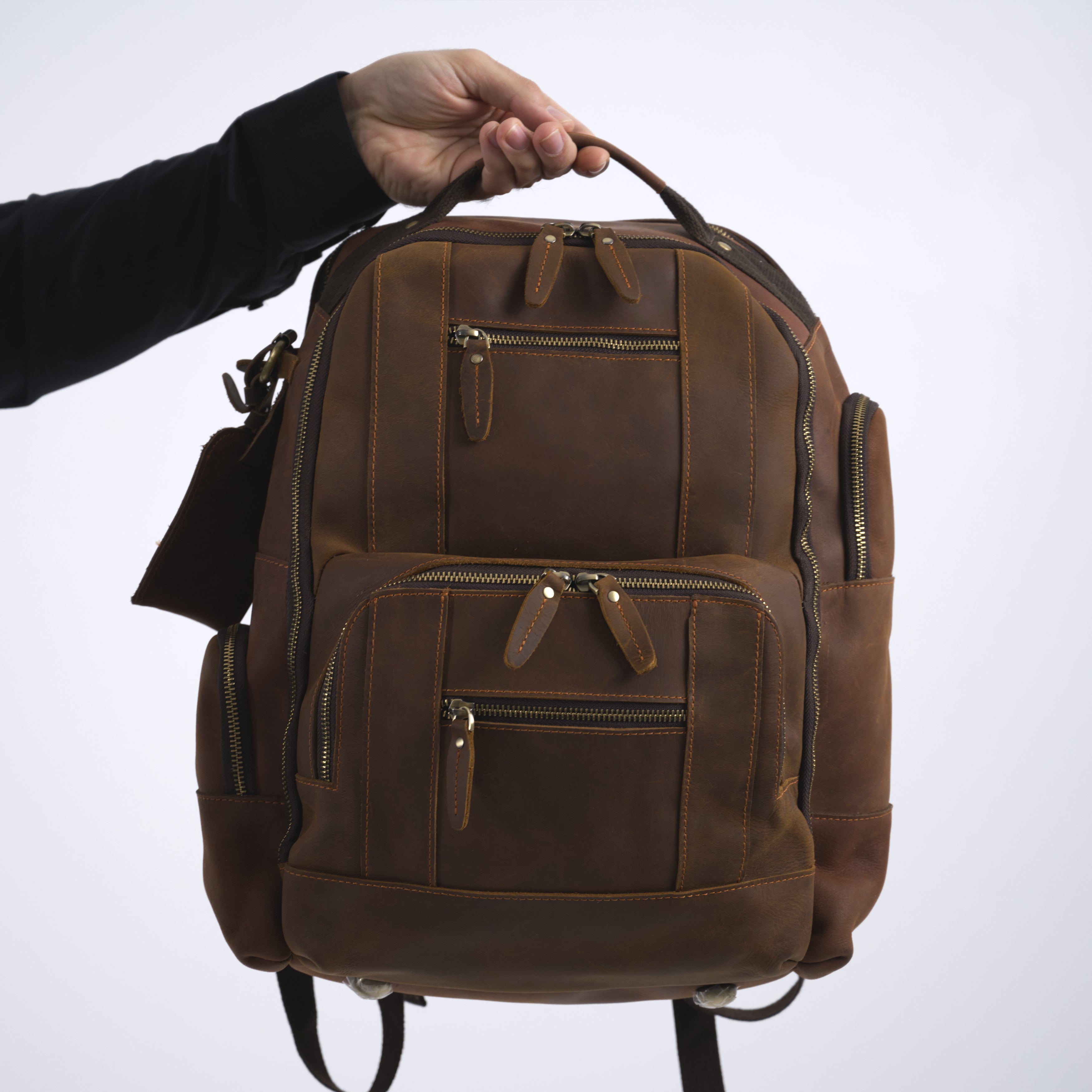 Rucsac barbati piele naturala maro inchis Asher