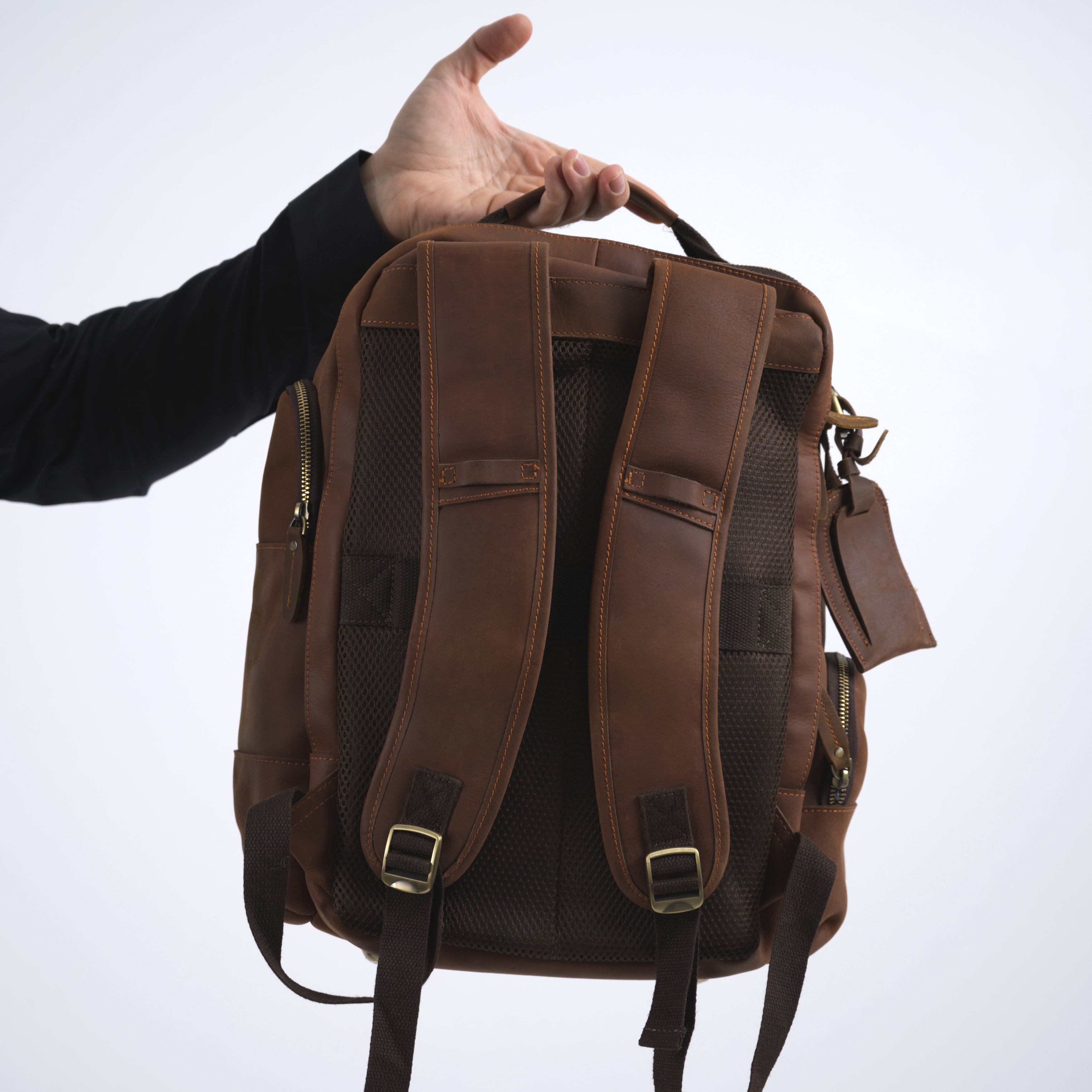 Rucsac barbati piele naturala maro inchis Asher