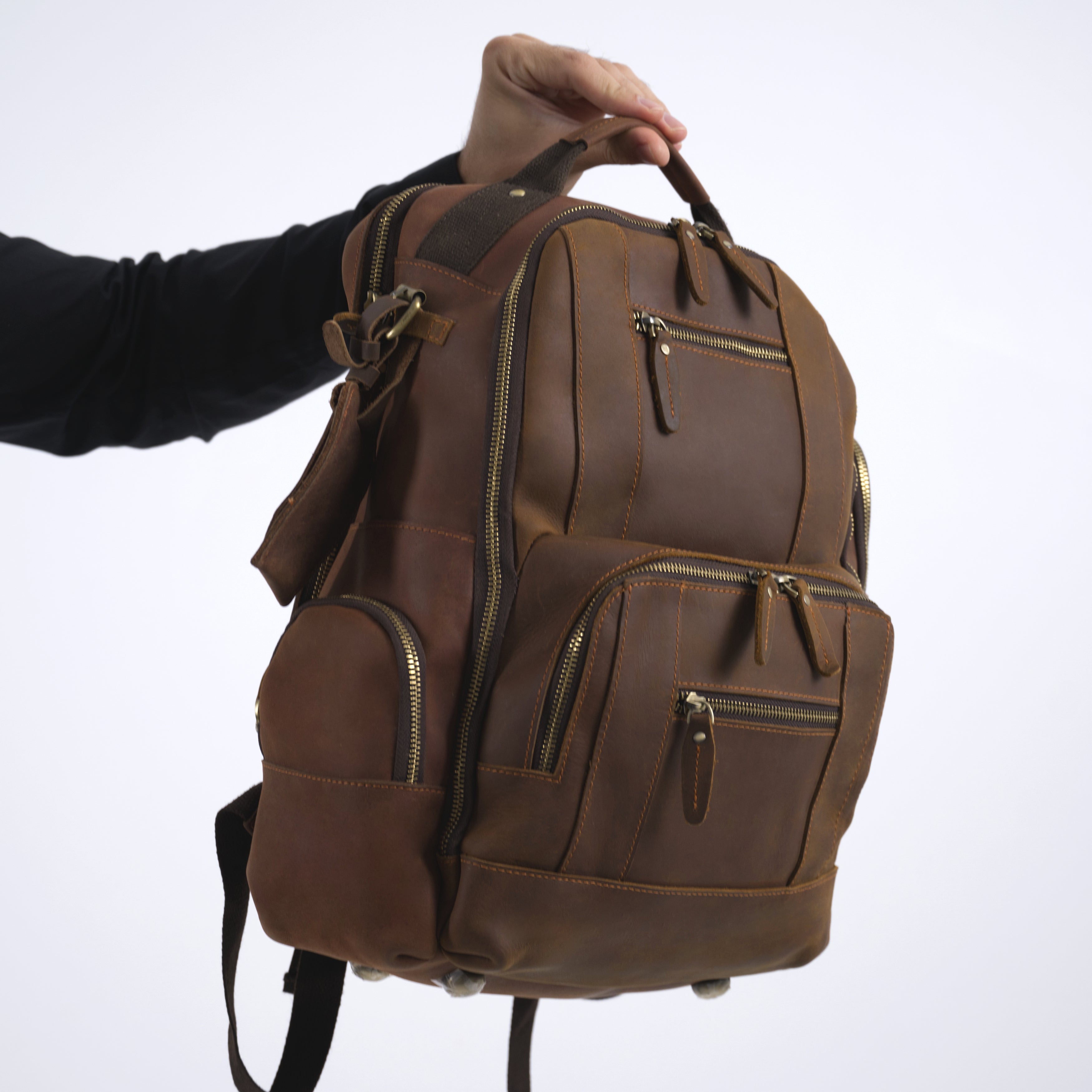 Rucsac barbati piele naturala maro inchis Asher