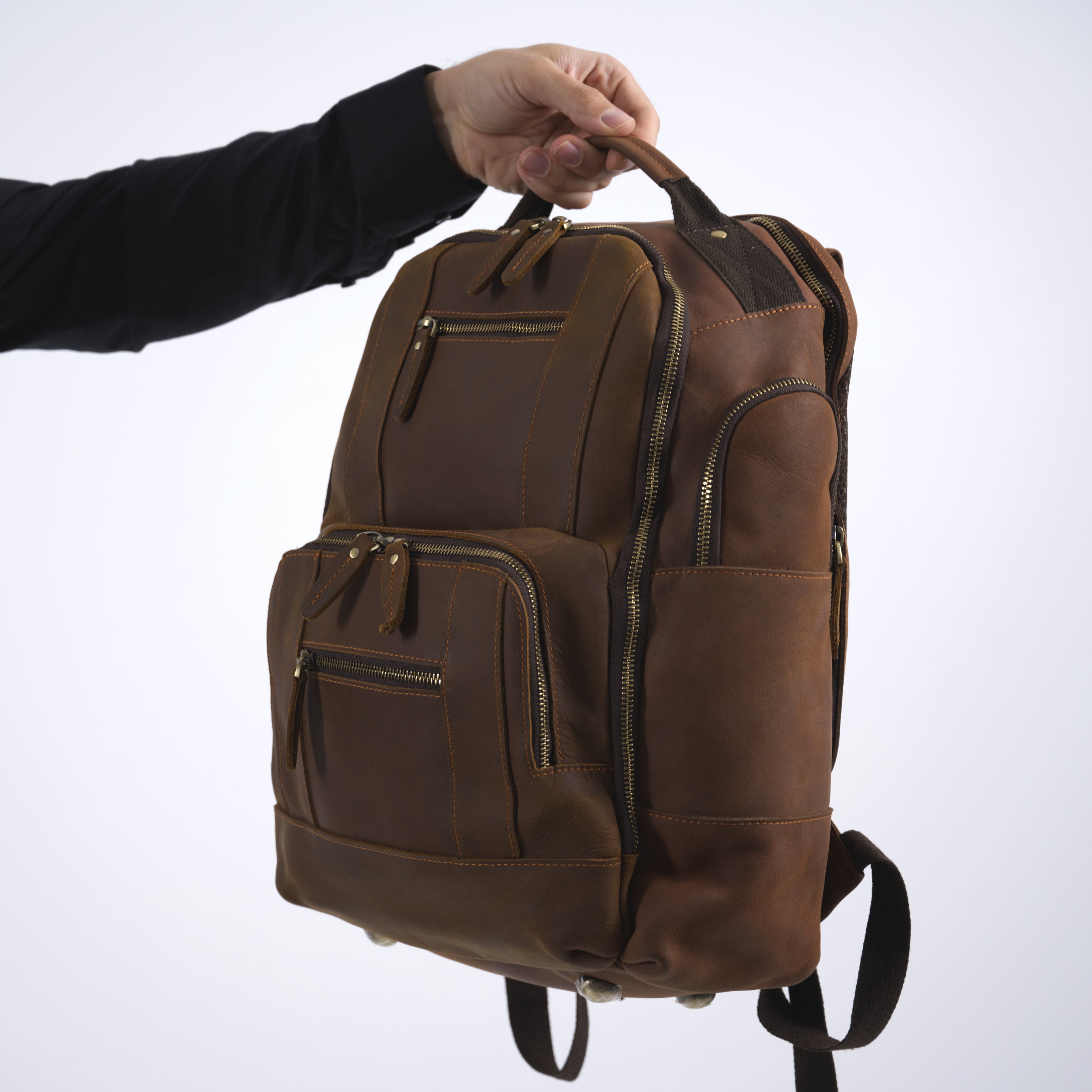Rucsac barbati piele naturala maro inchis Asher