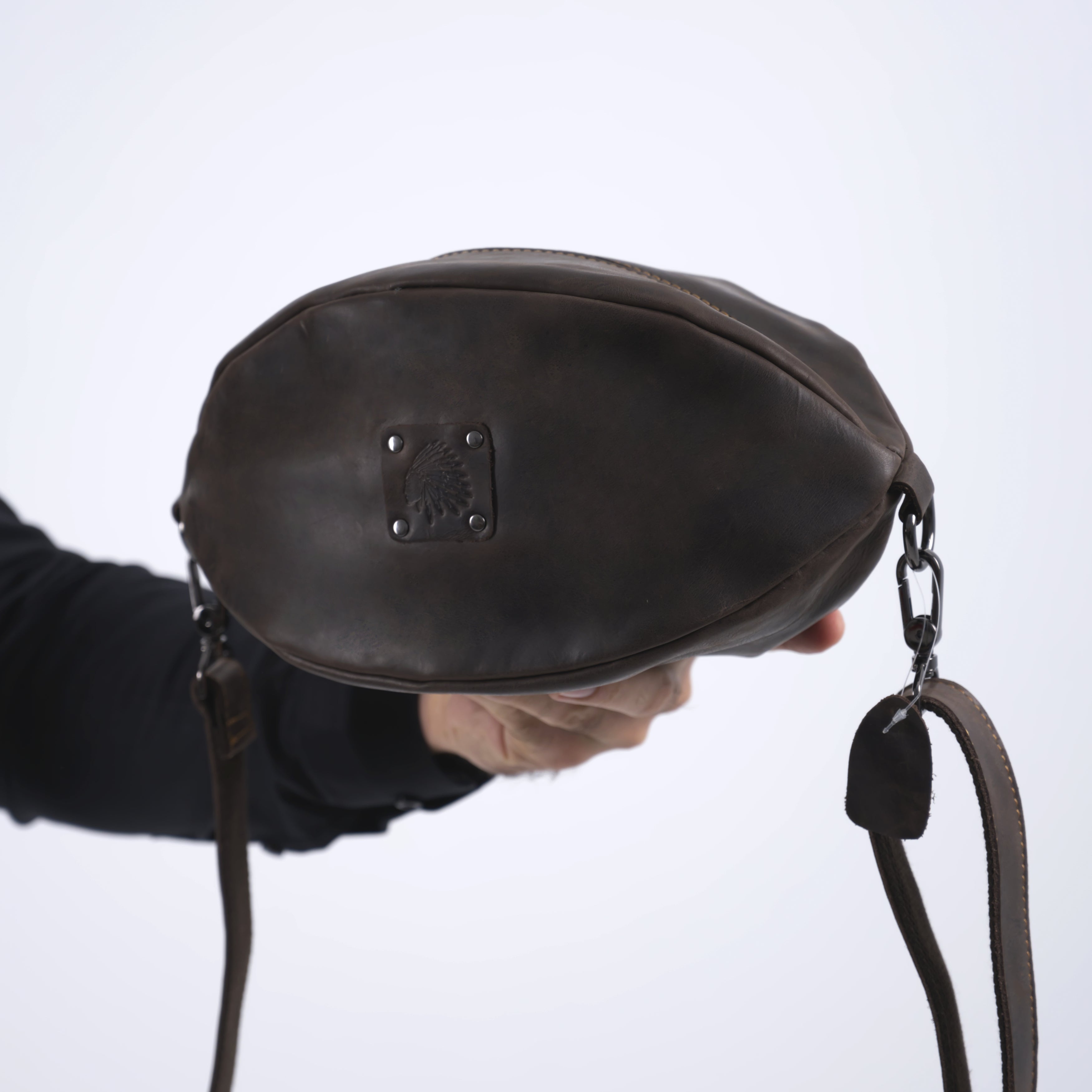 Geanta borseta barbati piele naturala gri inchis Ashwin