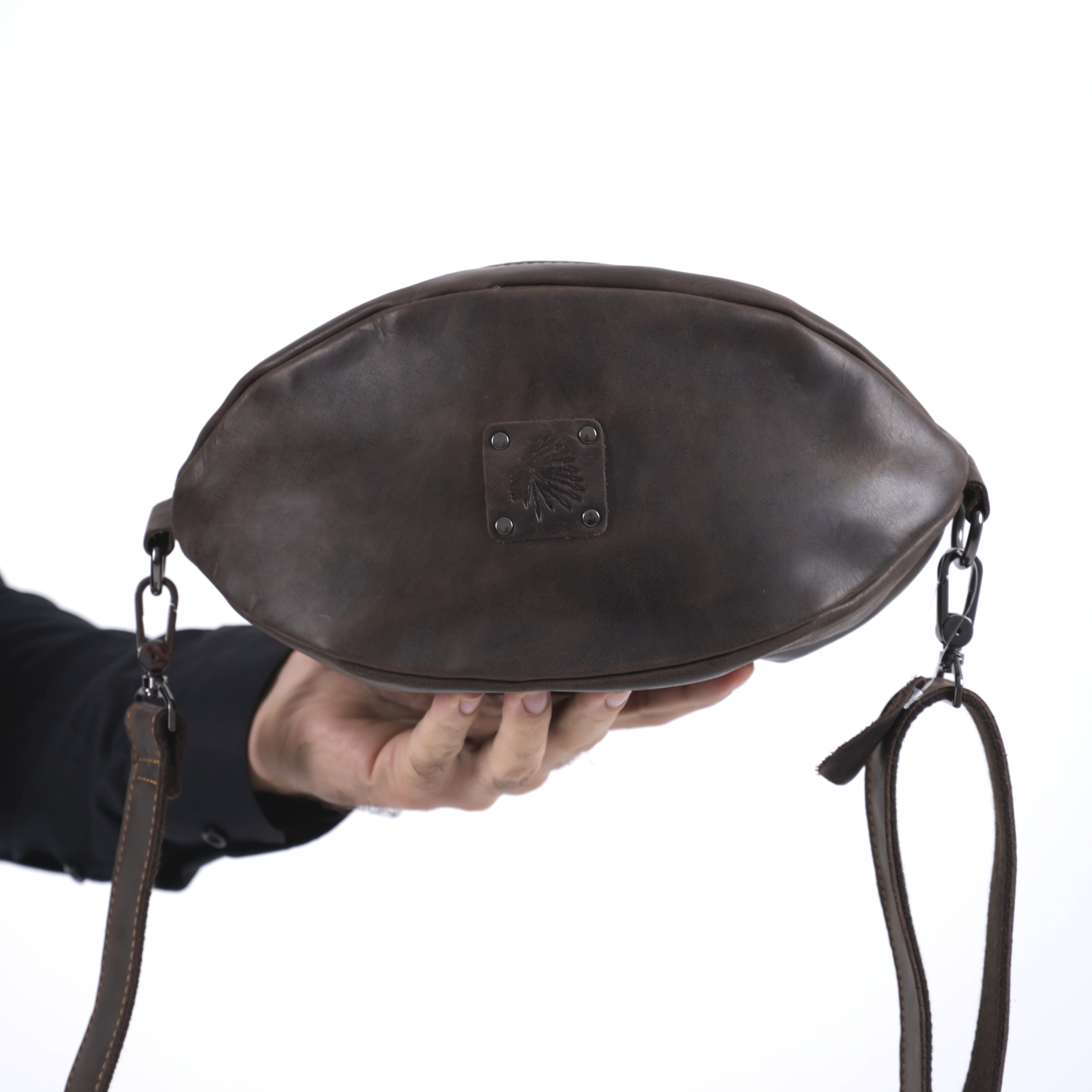 Geanta borseta barbati piele naturala gri inchis Ashwin