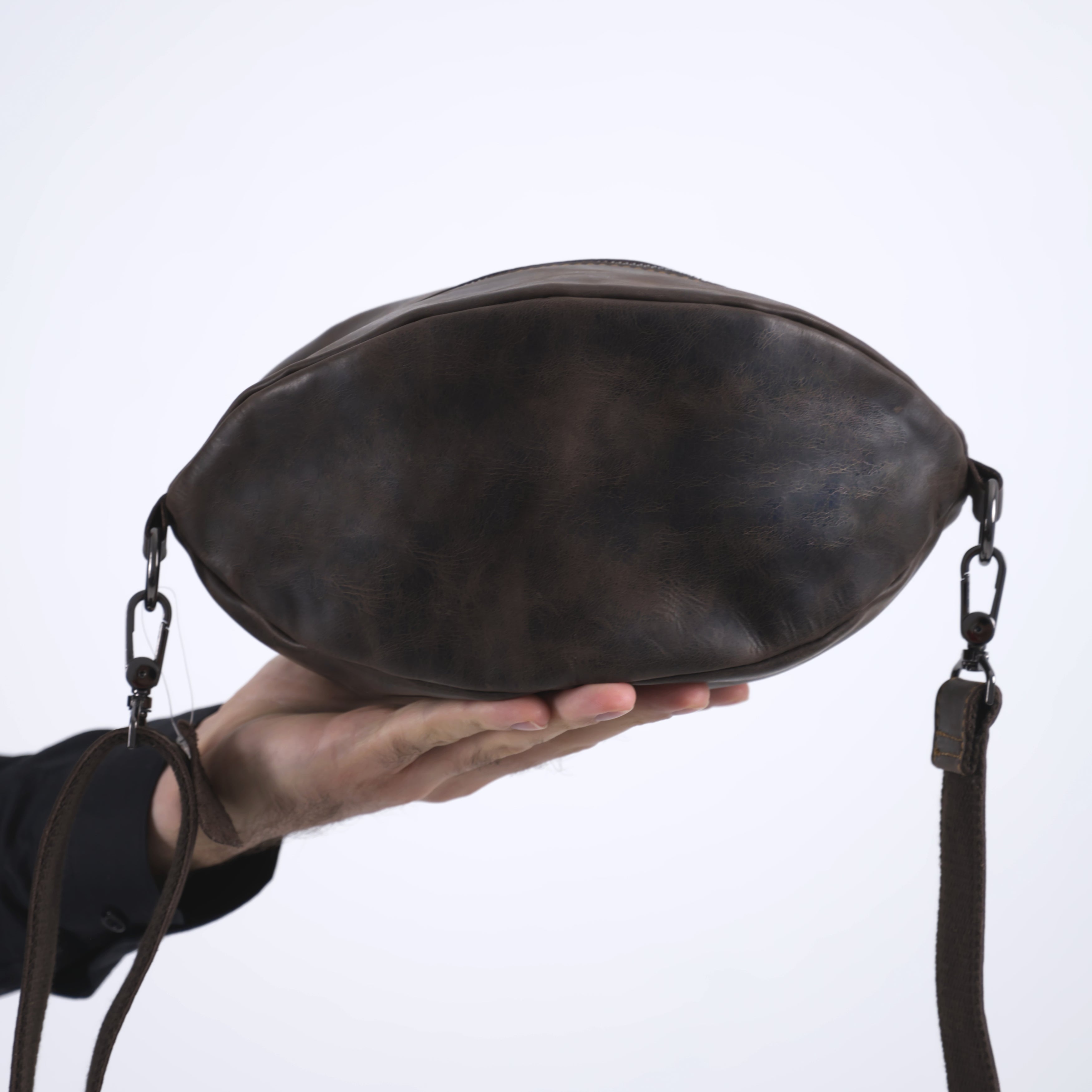 Geanta borseta barbati piele naturala gri inchis Ashwin