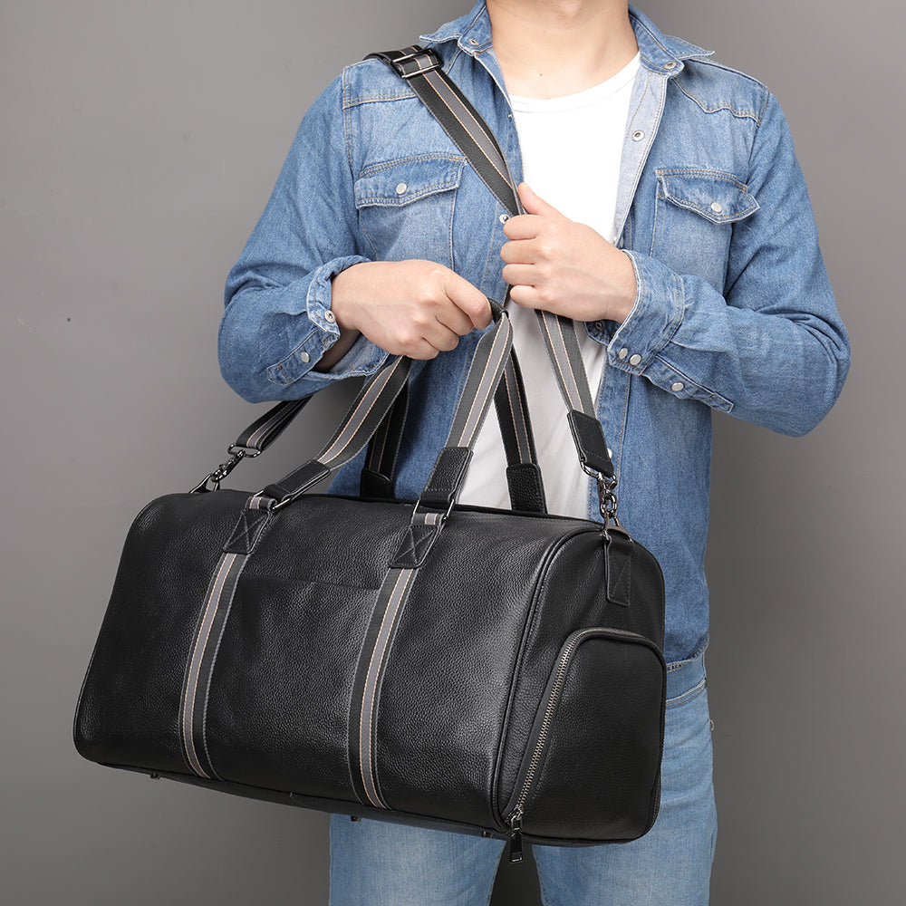 Geanta voiaj unisex piele naturala negru Torino