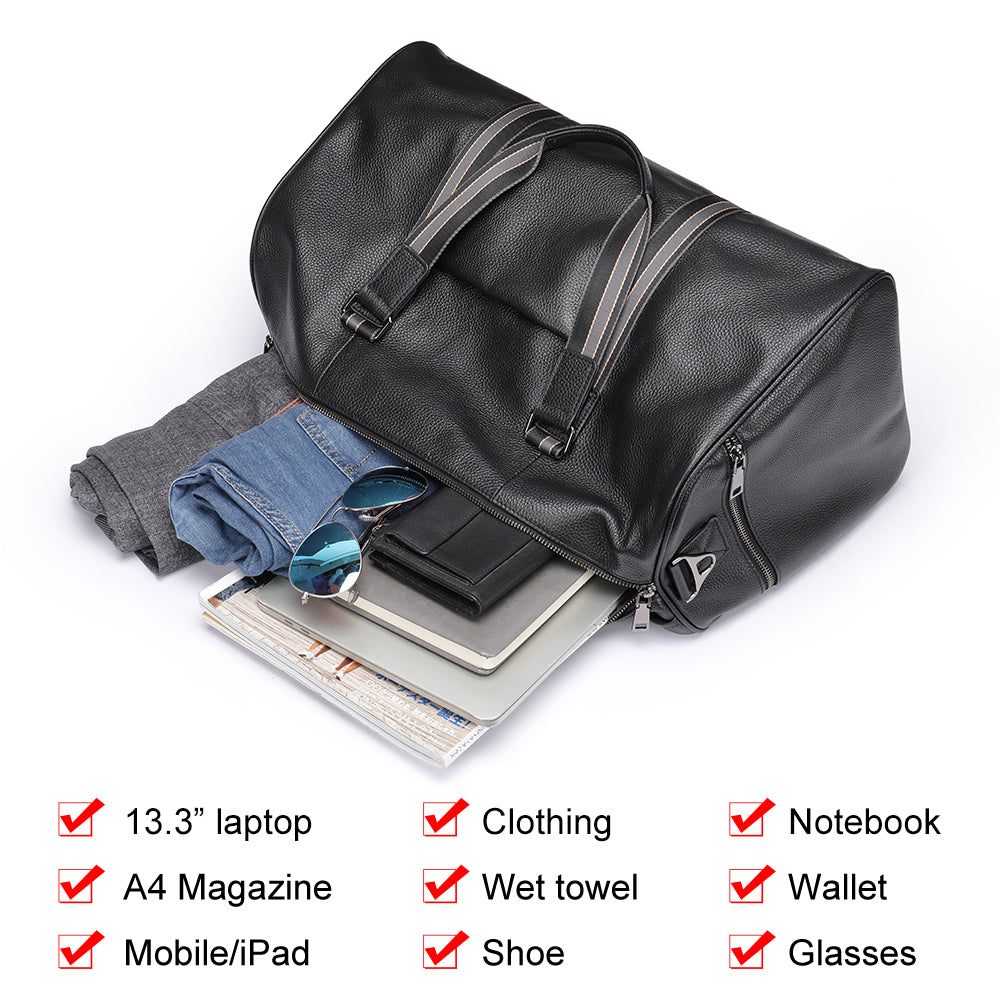 Geanta voiaj unisex piele naturala negru Torino