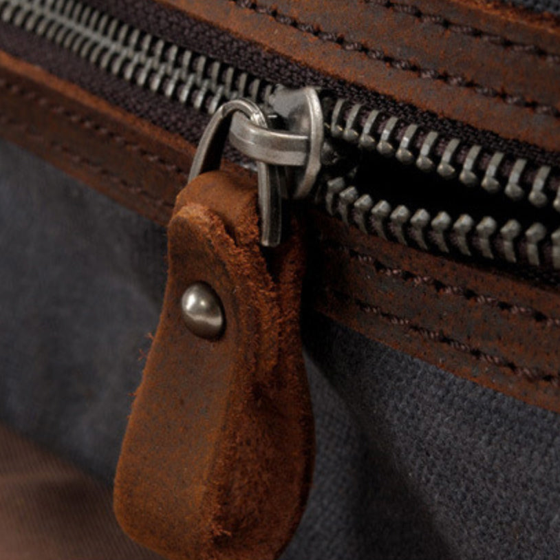 Geanta voiaj barbati piele naturala si material textil khaki Moritz