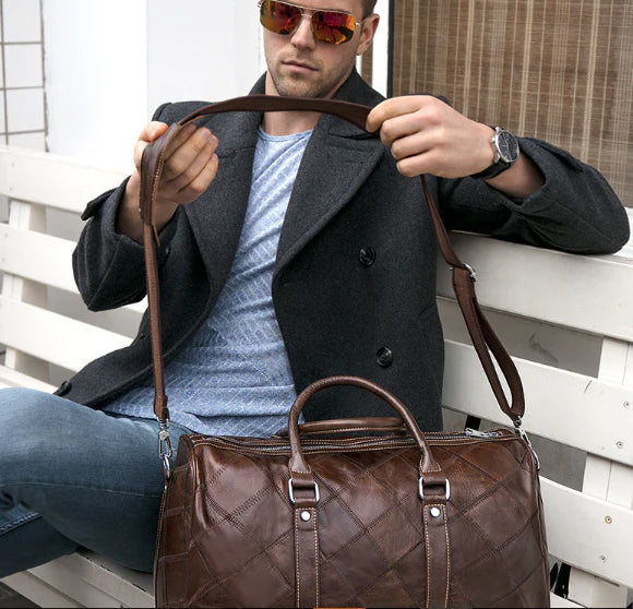 Geanta voiaj unisex piele ecologica maro Kendal