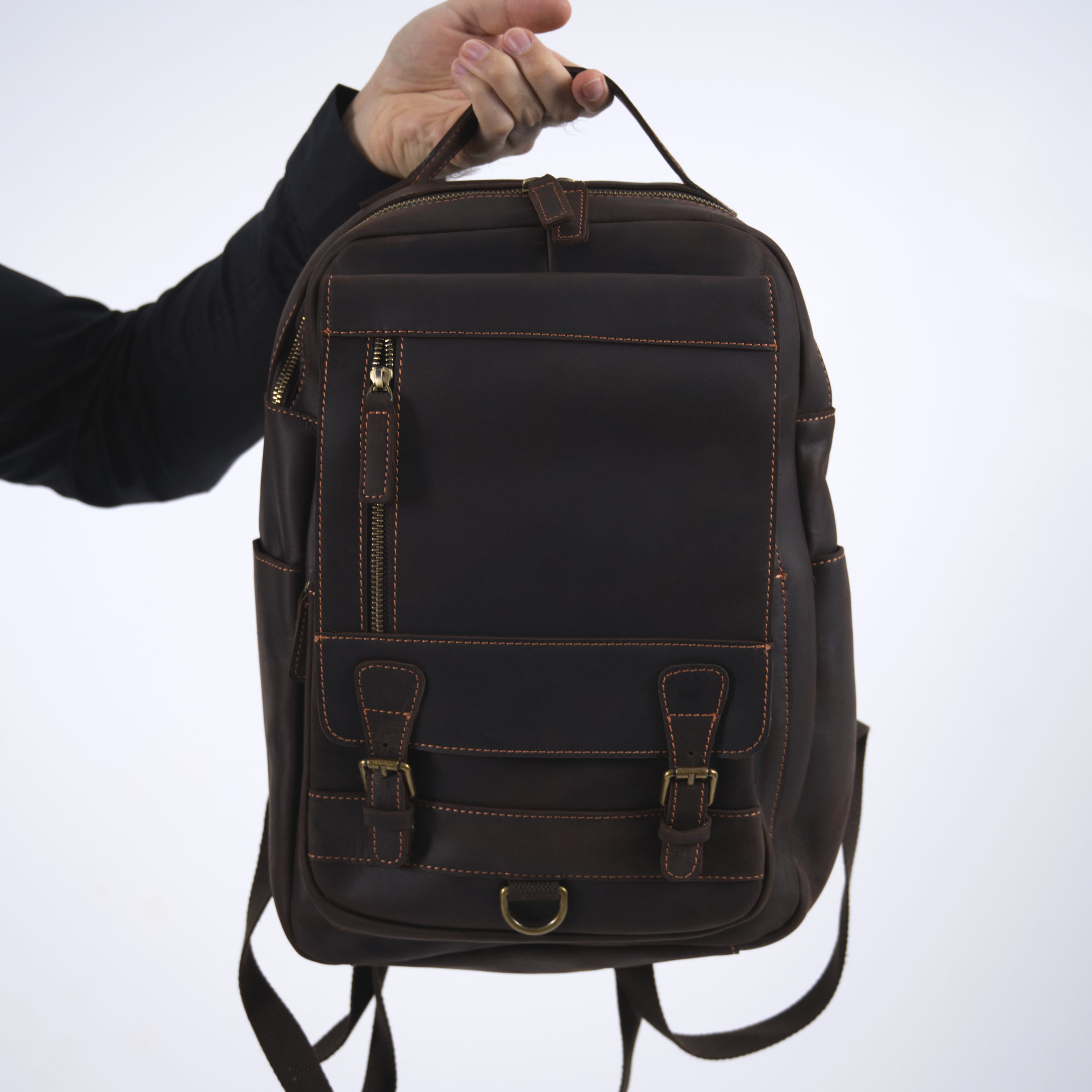 Rucsac laptop barbati piele naturala maro inchis Morgan