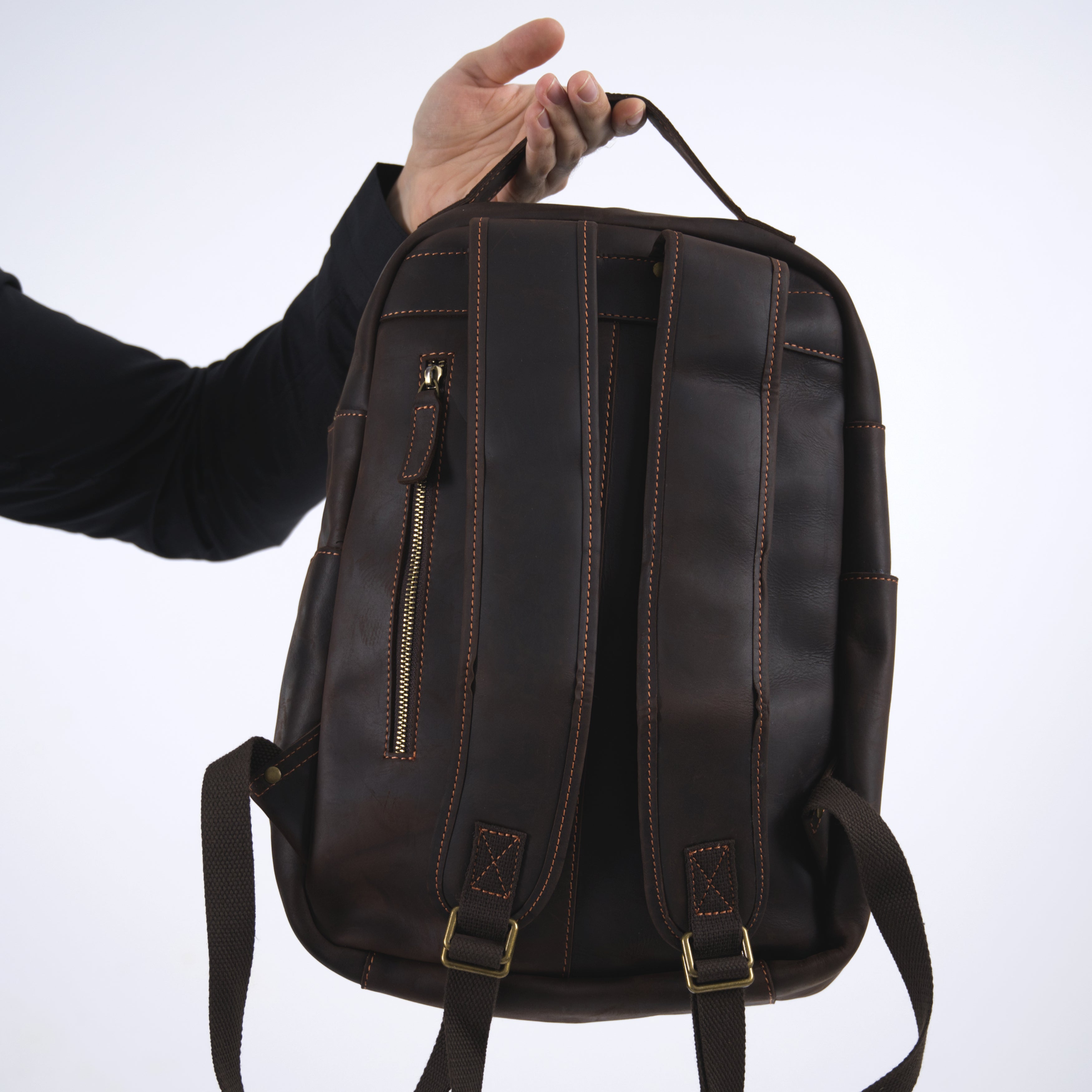 Rucsac laptop barbati piele naturala maro inchis Morgan