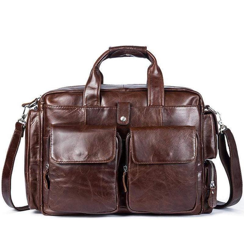 Diplomat barbati vintage piele naturala maro inchis Hugo