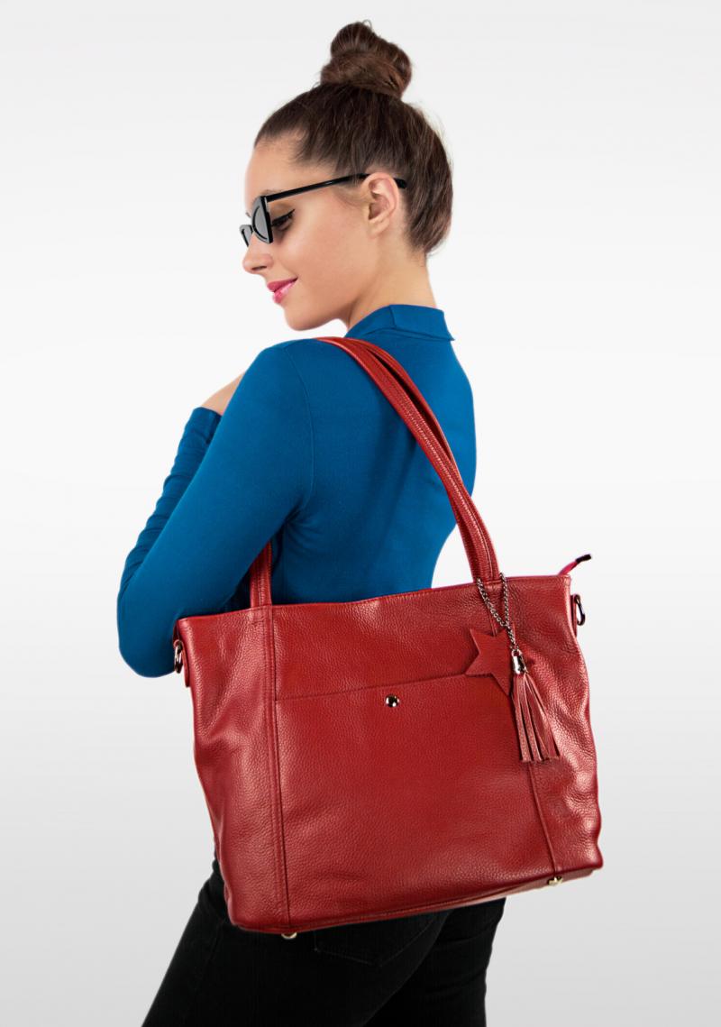 Geanta dama piele naturala rosu Florance