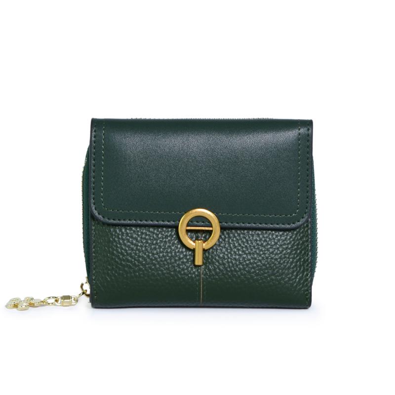 Portofel dama piele naturala verde Gena