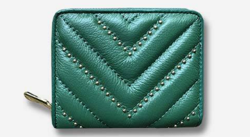 Portofel dama piele naturala verde Zara