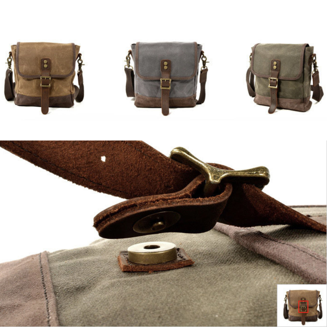 Rucsac voiaj barbati piele naturala si material textil khaki Brigadier